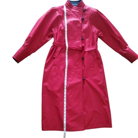 Vintage red puff sleeve trenchcoat - Picture 4 of 10